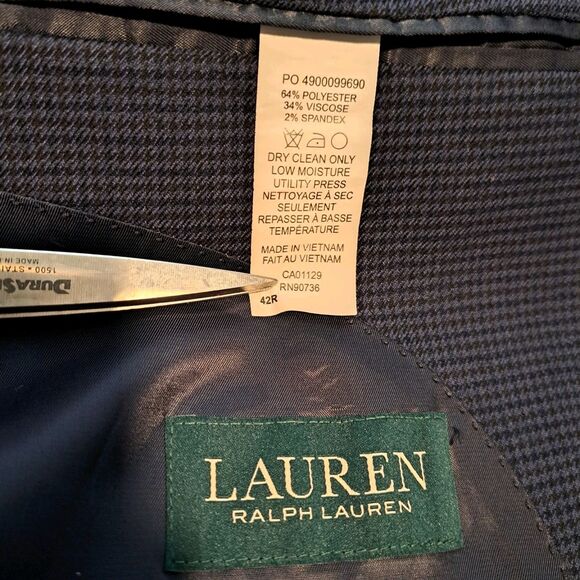 Lauren Ralph Lauren LRL Blazer Mens 42R Houndstooth Suit Jacket Sport Coat - Picture 4 of 15